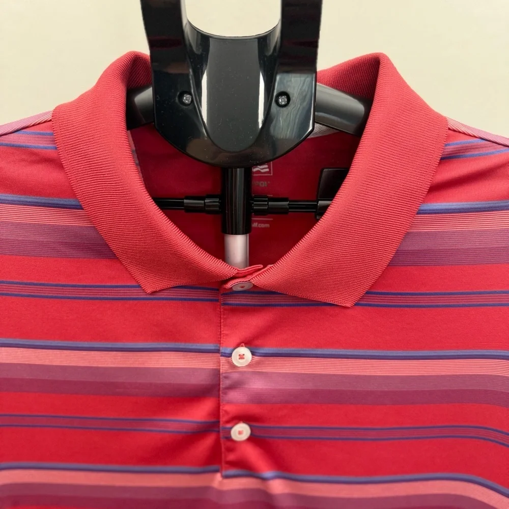 Adidas Golf ClimaCool Polo Shirt 2XL Red Striped Performance Mens